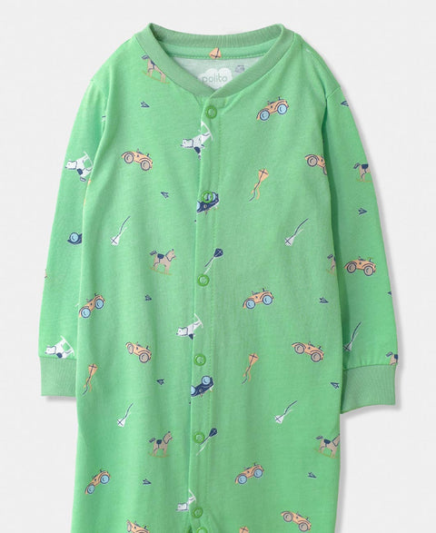 Pijama Para Recién Nacido Manga Larga En Tela Suave Color Verde