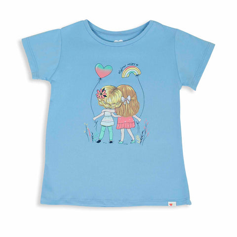Camiseta para bebé niña en licra color azul