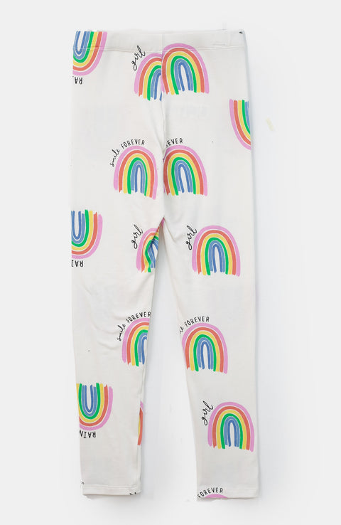 Leggings para niña en licra con estampado arcoíris