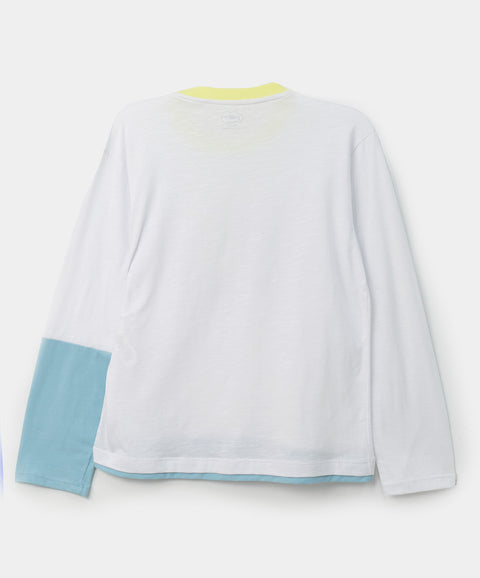 Camiseta manga larga para niño en tela suave color blanco