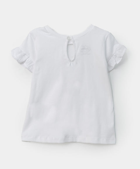 Blusa para recién nacida en licra color blanco con estampado de conejo animado