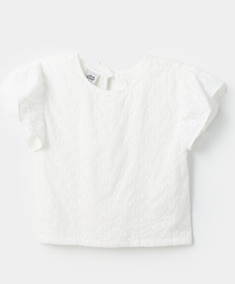 Blusa para niña en ojalillo color blanco