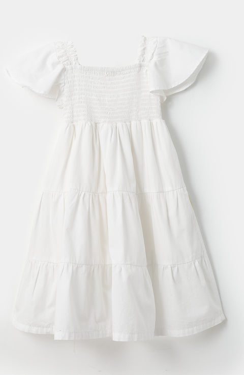 Vestido para bebé niña en popelina color blanco
