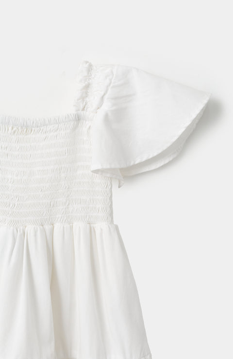 Vestido para bebé niña en popelina color blanco