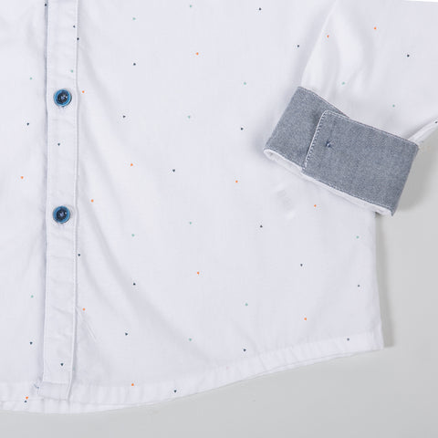 Camisa Manga Larga Para Niño Color Blanco