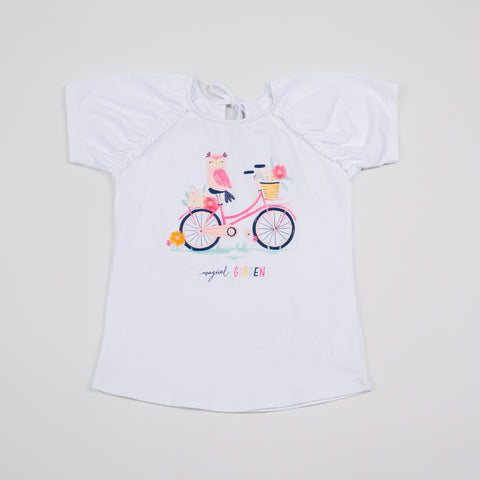 Camiseta Manga Corta Para Bebé Niña Color Blanco