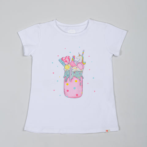 Camiseta Manga Corta Para Bebe Niña Color Blanco