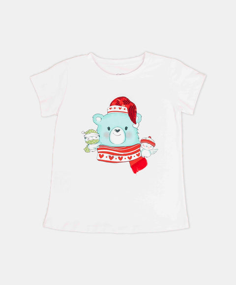 Camiseta Navideña Para Bebé Niña En Tela Suave Color Blanco