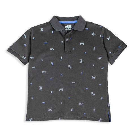 Camiseta tipo polo para niño en algodón color negro