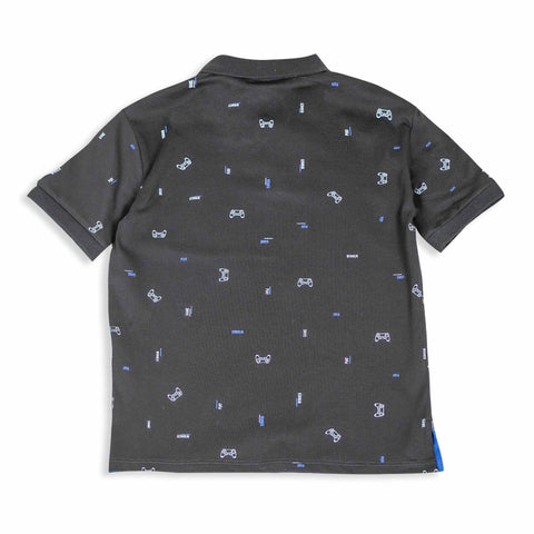 Camiseta tipo polo para niño en algodón color negro