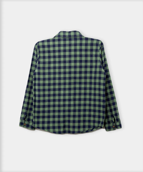 Camisa Estampada Manga Larga Para Niño En Tela Suave Color Verde