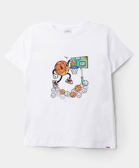 Camiseta manga corta para bebé niño en tela suave color blanco