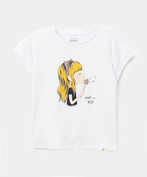 Camiseta manga corta para bebé niña color blanco