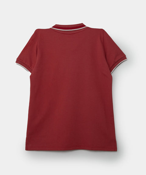 Camiseta tipo polo para bebé niño en algodón color rojo
