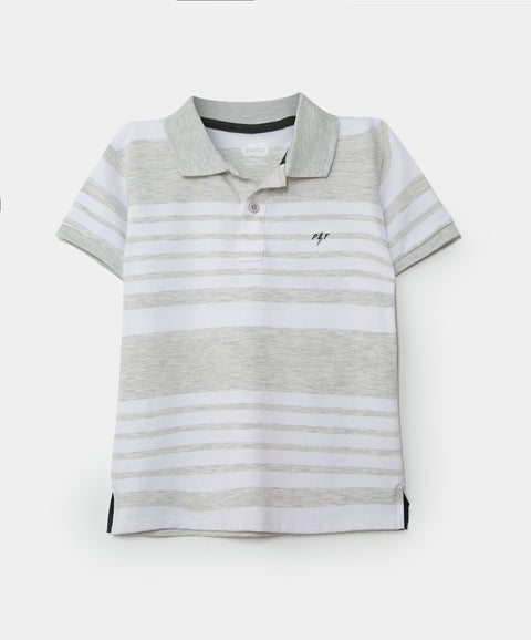 Camiseta De Rayas Tipo Polo Para Bebé Niño En Algodón Color Blanco Jasped