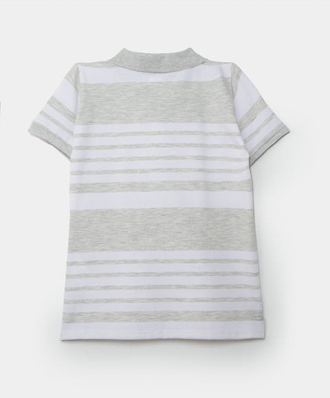 Camiseta De Rayas Tipo Polo Para Bebé Niño En Algodón Color Blanco Jasped