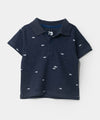 Camiseta tipo polo para niño en algodón color azul cross