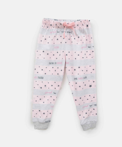 Pijama Estampada Manga Corta Y Pantalón Para Bebé Niña Color Rosado Claro