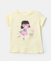 Camiseta manga corta para bebé niña en licra color amarillo claro