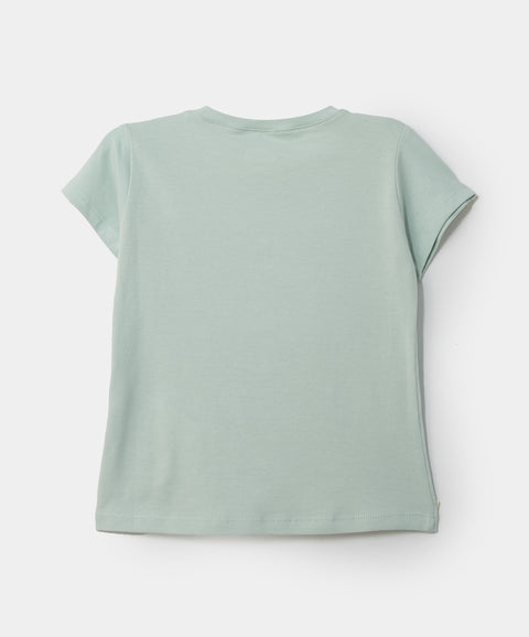 Camiseta Manga Corta Para Bebé Niña En Licra Color Verde Claro