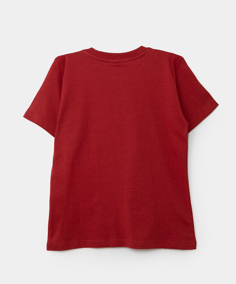 Camiseta manga corta para bebé niño en tela suave color vino