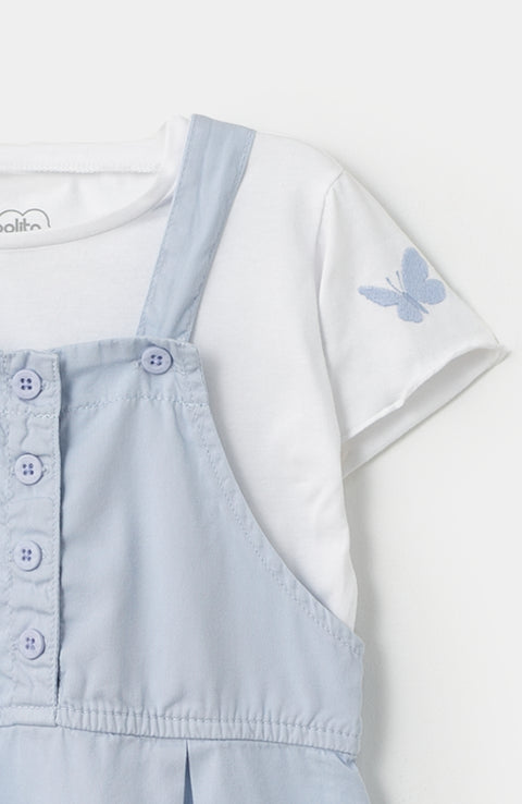 Conjunto de camiseta y jardinera para bebé niña en tela suave color lila
