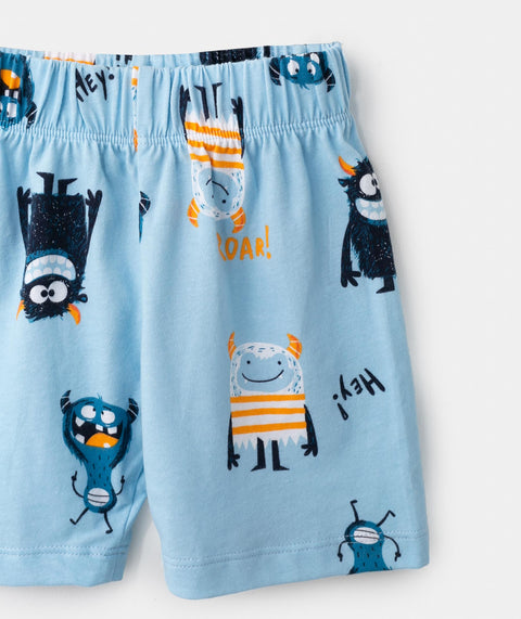 Pijama Manga Corta Para Bebé Niño En Tela Suave Color Marfil