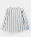Camisa manga larga para bebé niño en lino color blanco con rayas azules