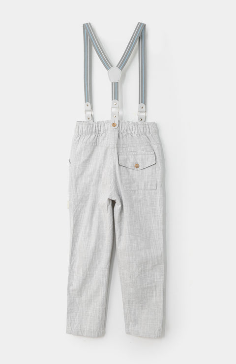 Pantalón para bebé niño en tela rígida color gris