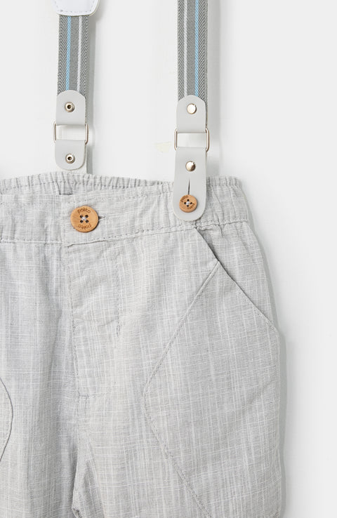 Pantalón para bebé niño en tela rígida color gris