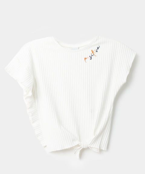 Blusa para niña en rib color blanco