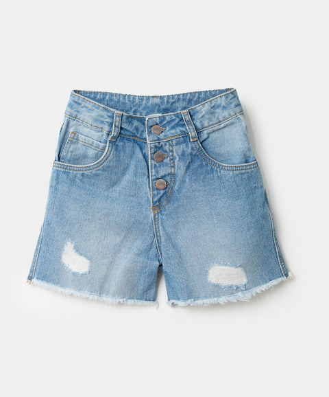 Short para niña en denim color índigo