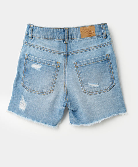 Short para niña en denim color índigo