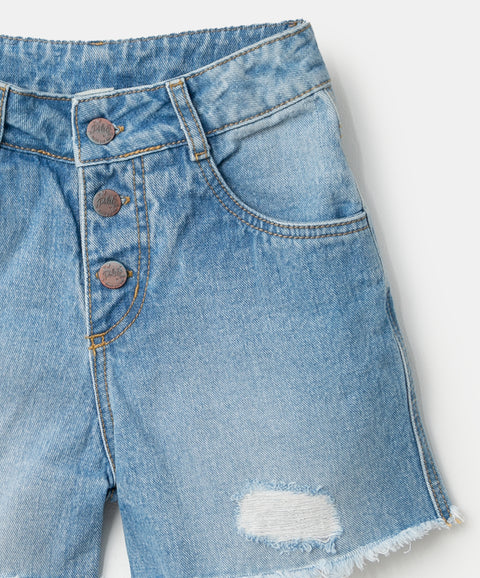 Short para niña en denim color índigo