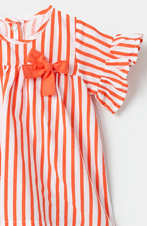 Conjunto de blusa y leggings para recién nacida en tela suave color naranja