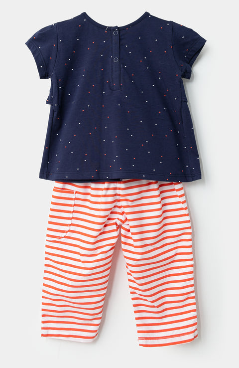 Conjunto De Blusa Y Leggings Para Recién Nacida En Tela Suave Color Naranja