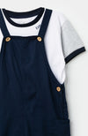 Conjunto de camiseta y overol para bebé niño en tela suave color azul