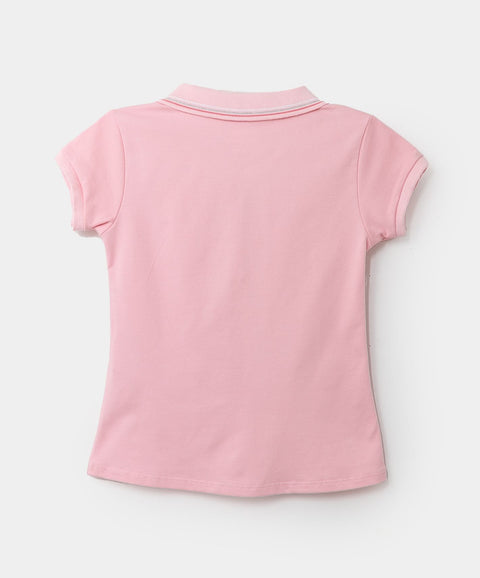 Camiseta Tipo Polo Para Niña En Algodón Color Rosado Claro