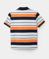 Camiseta Tipo Polo Para Niño En Algodón Color Naranja Con Rayas