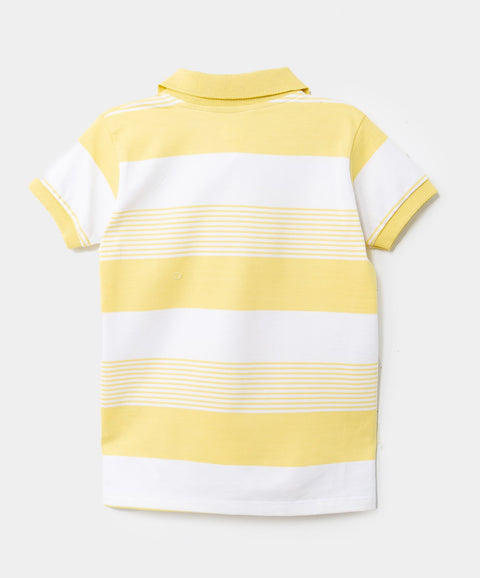 Camiseta Tipo Polo Para Bebé Niño En Algodón Color Amarillo Y Blanco