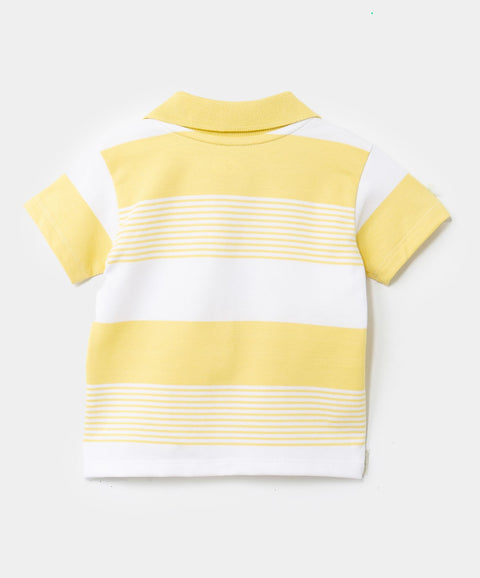 Camiseta Tipo Polo Para Recién Nacido En Algodón Color Amarillo Y Blanco