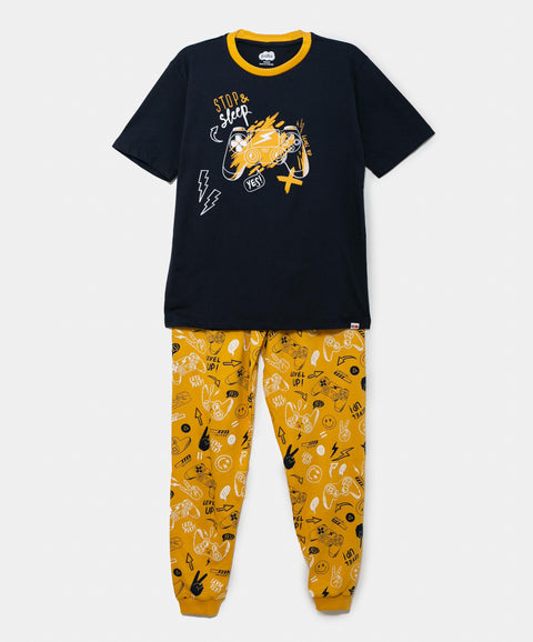 Pijama Manga Corta Para Niño En Tela Suave Color Amarillo
