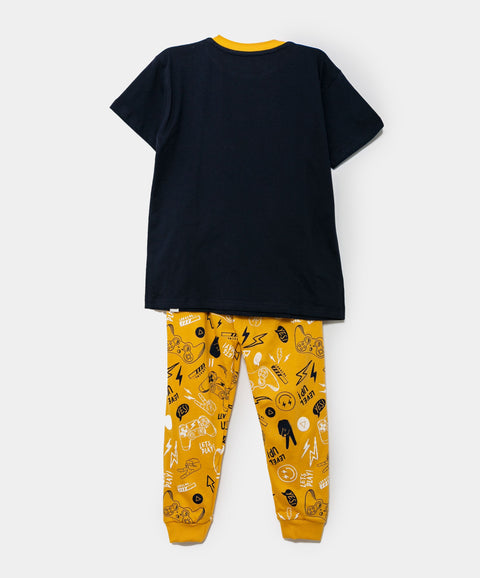 Pijama Manga Corta Para Bebé Niño En Tela Suave Color Amarillo