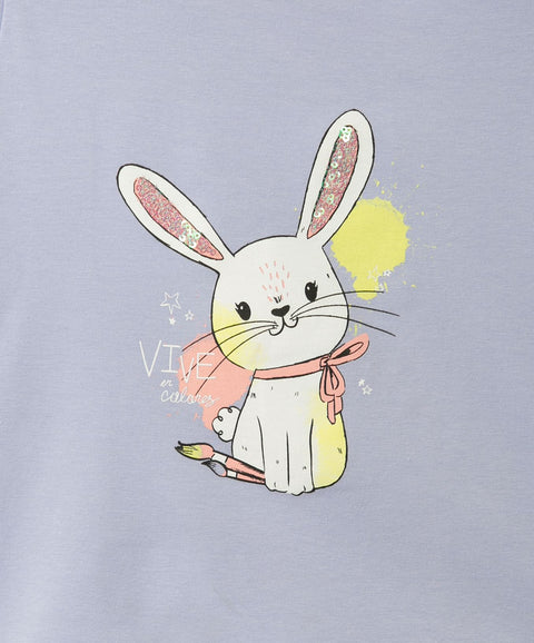 Camiseta Manga Corta Para Bebé Niña En Licra Color Lila