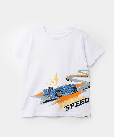 Camiseta Manga Corta Para Bebé Niño En Tela Suave Color Blanco