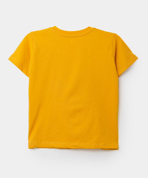 Camiseta Manga Corta Para Bebé Niño En Tela Suave Color Ocre