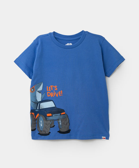 Camiseta Manga Corta Para Bebé Niño En Tela Suave Color Azul