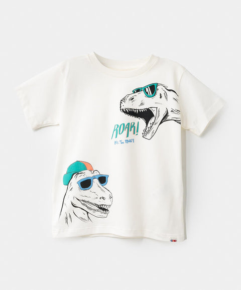 Camiseta Manga Corta Para Bebe Niño En Tela Suave Color Marfil