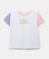 Camiseta Con Estampado Manga Corta Para Bebé Niña En Licra Color Blanco