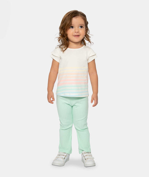 Conjunto Camiseta Y Leggins Para Bebé Niña En Licra Color Marfil